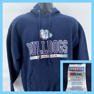 Jerzees NuBlend Gonzaga Bulldogs Hoodie Sweatshirt Mens Large Navy Blue Pullover